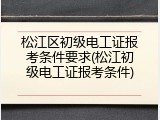 松江区初级电工证报考条件要求(松江初级电工证报考条件)