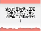 浦东新区初级电工证报考条件要求(浦东初级电工证报考条件)