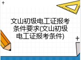 文山初级电工证报考条件要求(文山初级电工证报考条件)