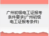 广州初级电工证报考条件要求(广州初级电工证报考条件)