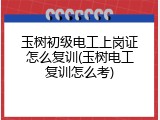 玉树初级电工上岗证怎么复训(玉树电工复训怎么考)