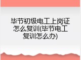 毕节初级电工上岗证怎么复训(毕节电工复训怎么办)