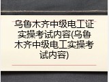 乌鲁木齐中级电工证实操考试内容(乌鲁木齐中级电工实操考试内容)