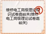 维修电工高级理论知识试卷嘉峪关(维修电工高级理论试卷嘉峪关)