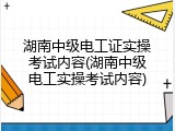 湖南中级电工证实操考试内容(湖南中级电工实操考试内容)