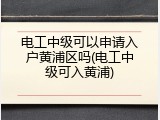 电工中级可以申请入户黄浦区吗(电工中级可入黄浦)