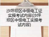 沙坪坝区中级电工证实操考试内容(沙坪坝区中级电工实操考试内容)