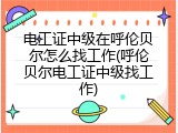 电工证中级在呼伦贝尔怎么找工作(呼伦贝尔电工证中级找工作)