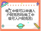 电工中级可以申请入户阿克苏吗(电工中级可入户阿克苏)