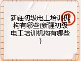 新疆初级电工培训机构有哪些(新疆初级电工培训机构有哪些)