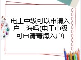 电工中级可以申请入户青海吗(电工中级可申请青海入户)