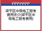 梁平区中级电工报考费用多少(梁平区中级电工报考费用)