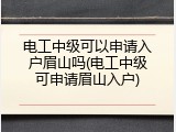 电工中级可以申请入户眉山吗(电工中级可申请眉山入户)