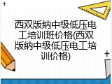 西双版纳中级低压电工培训班价格(西双版纳中级低压电工培训价格)