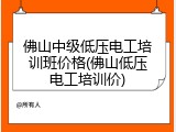 佛山中级低压电工培训班价格(佛山低压电工培训价)