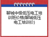聊城中级低压电工培训班价格(聊城低压电工培训价)