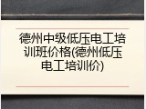 德州中级低压电工培训班价格(德州低压电工培训价)