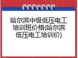 哈尔滨中级低压电工培训班价格(哈尔滨低压电工培训价)