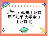 大学生中级电工证有用吗知乎(大学生电工证有用)