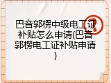 巴音郭楞中级电工证补贴怎么申请(巴音郭楞电工证补贴申请)