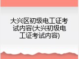 大兴区初级电工证考试内容(大兴初级电工证考试内容)