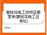 攀枝花电工技师证哪里考(攀枝花电工证考处)