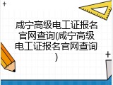咸宁高级电工证报名官网查询(咸宁高级电工证报名官网查询)