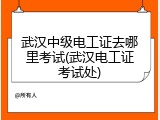 武汉中级电工证去哪里考试(武汉电工证考试处)
