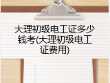 大理初级电工证多少钱考(大理初级电工证费用)