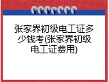 张家界初级电工证多少钱考(张家界初级电工证费用)