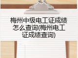 梅州中级电工证成绩怎么查询(梅州电工证成绩查询)