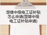 楚雄中级电工证补贴怎么申请(楚雄中级电工证补贴申请)