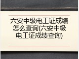 六安中级电工证成绩怎么查询(六安中级电工证成绩查询)