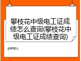攀枝花中级电工证成绩怎么查询(攀枝花中级电工证成绩查询)