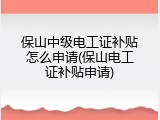 保山中级电工证补贴怎么申请(保山电工证补贴申请)