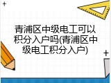 青浦区中级电工可以积分入户吗(青浦区中级电工积分入户)