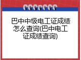 巴中中级电工证成绩怎么查询(巴中电工证成绩查询)