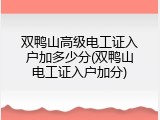 双鸭山高级电工证入户加多少分(双鸭山电工证入户加分)