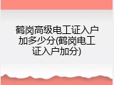 鹤岗高级电工证入户加多少分(鹤岗电工证入户加分)