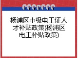 杨浦区中级电工证人才补贴政策(杨浦区电工补贴政策)