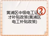 黄浦区中级电工证人才补贴政策(黄浦区电工补贴政策)