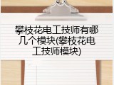 攀枝花电工技师有哪几个模块(攀枝花电工技师模块)