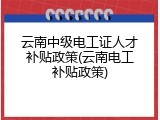 云南中级电工证人才补贴政策(云南电工补贴政策)