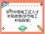 毕节中级电工证人才补贴政策(毕节电工补贴政策)