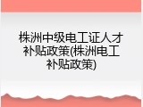 株洲中级电工证人才补贴政策(株洲电工补贴政策)