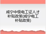 咸宁中级电工证人才补贴政策(咸宁电工补贴政策)