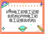 泸州电工初级工证报名机构(泸州电工初级工证报名机构)