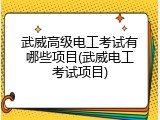 武威高级电工考试有哪些项目(武威电工考试项目)