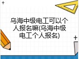 乌海中级电工可以个人报名嘛(乌海中级电工个人报名)