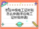 枣庄中级电工证补贴怎么申请(枣庄电工证补贴申请)